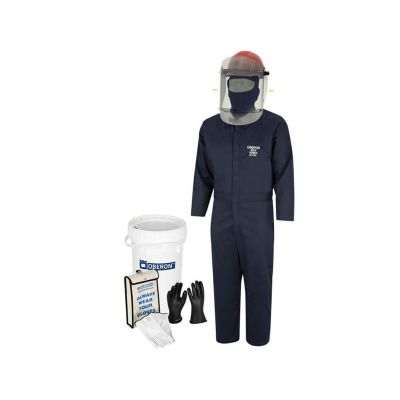 OBREV12-BKT-L-9 image(0) - OBERON Suit Kit - Arc Flash & Shock  - 12 Cal TCG2P -  Electric Vehicle - TCG Arc Flash Face Shield w/Hard Cap, Balaclava, Coverall with Escape Strap, Safety Glasses, Earplugs, Storage Bucket, Class 0 Glove Kit - Size:  Large - 
