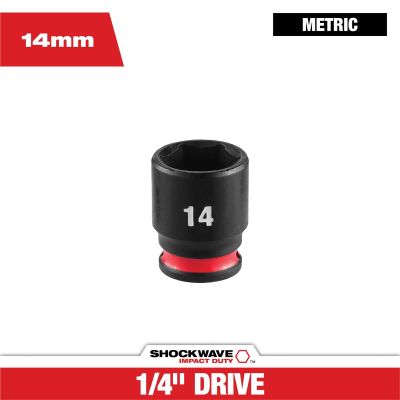 MLW49-66-6034 image(0) - Milwaukee Tool SHOCKWAVE&trade; Impact Duty 1/4" Drive 14MM Standard 6 Point Socket