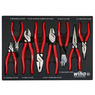 WIH34682 image(0) - WIHA Tools Set Includes - Mechanic"s Cutter 5" | Diagonal Cutters 5.5" | High Leverage Combination Pliers 9" | Angle Cutters 8" | Long Nose Pliers 6.3" | Long Nose Pliers 8" | BiCut Compound Cutters 8" | Cable Cutters 8"