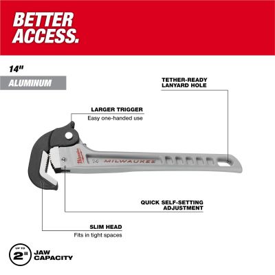 MLW48-22-7414 image(2) - Milwaukee Tool 14" Aluminum Self-Adjusting Pipe Wrench