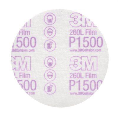 MMM0951 image(0) - 3M 00951 260L Series Abrasive Disc, 5 in Dia, P1500 Grit, Hook and Loop, White