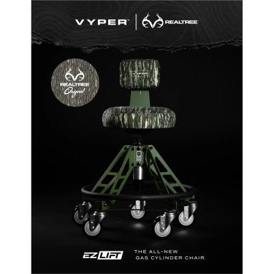 VYPESM-B-RTOG-EZ image(0) - Vyper Industrial 400 lb Capacity Elevated Steel Max Ez-Lift Shop Chair - Limited Edition RealTree APX Camo Seat