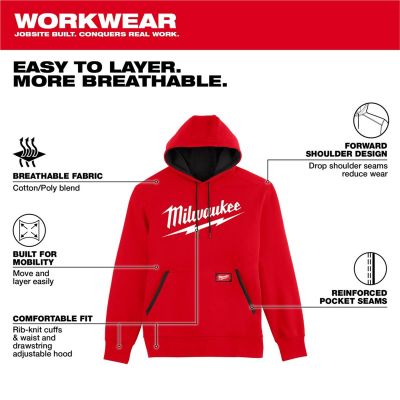 MLW352R-2X image(1) - Milwaukee Tool Midweight Pullover Hoodie - Logo Red 2X