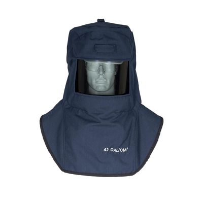 OBRLAN4-CHVS image(0) - OBERON Hood with Hard Cap - Arc Flash - 40 Cal LAN - With Fresh Air Arc Flash Hood Ventilation System - Color: Navy Blue - Window: True Color Grey (TCG)