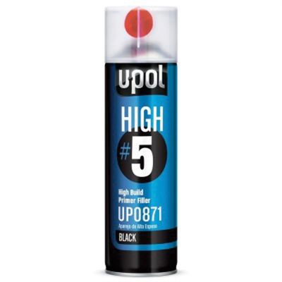 UPO0871 image(0) - U Pol Products HIGH#5 UP0871 High Build Primer, 450 mL Aerosol Can, Black, 21.5 sq-ft Coverage
