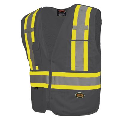 SRWV1021170U-S image(0) - Pioneer Zip-Up Snap Break Away Safety Vest  - Color:  Black  - Size: S