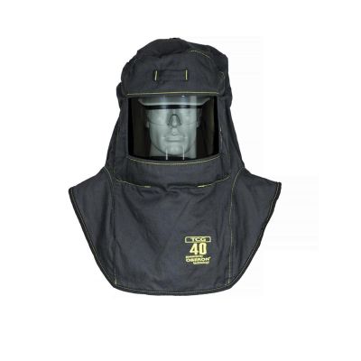 OBRTCG40-A5 image(0) - Oberon Hood with A5 Hard Hat Adapters - Arc Flash - 40 Cal TCG™ - Color: Black - Window: True Color Grey (TCG™)