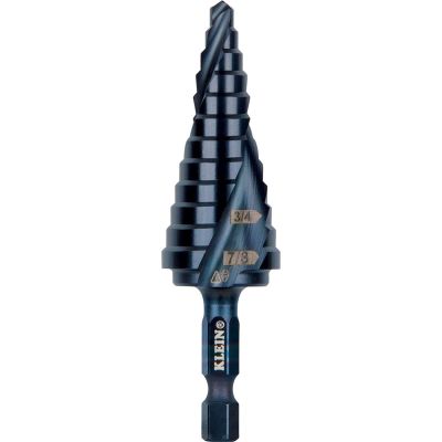 KLEQRST14 image(0) - Klein Tools Step Drill Bit, Quick Release, Double Spiral Flute, 3/16 to 7/8-Inch