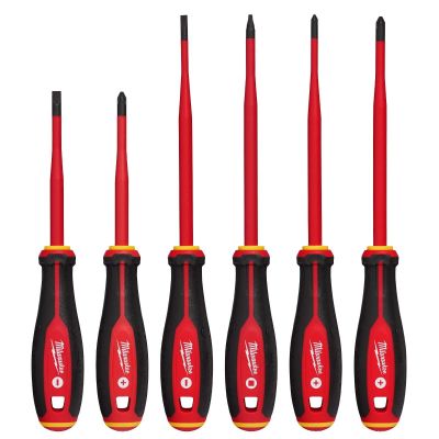 MLW48-22-2206 image(0) - Milwaukee Tool 6pc 1000V Insulated Slim Tip Screwdriver Set