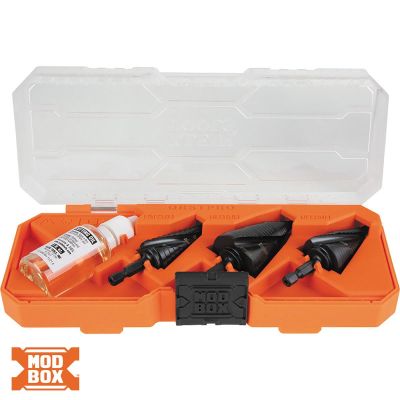 KLEQRSTSPRO image(0) - Klein Tools Premium Electrician's Quick Release Step Bit Set, 3 Piece