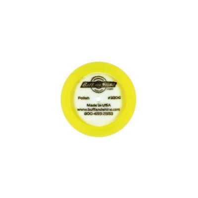 BUF330G image(0) - Buff And Shine 330G Curved Back Grip Pad, 3 in Dia, 1 in THK, Hook and Loop Attachment, Polyester Foam Pad, Yellow