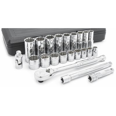 KDT80691 image(0) - GearWrench 22 Piece 3/8 Inch Drive 12 Point Standard & Deep SAE Mechanics Tool Set