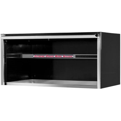 EXTEX5501HCQBKCR image(0) - Extreme Tools EXQ Series 55in W x 30in D Professional Extreme Power Workstation Hutch  Black w Chrome Handle