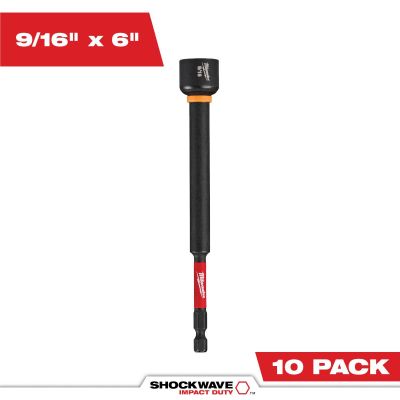MLW49-66-4688 image(0) - Milwaukee Tool SHOCKWAVE Impact Duty 9/16 Inch x 6 Inch Magnetic Nut Driver BULK 10