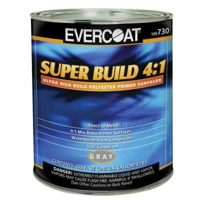 FIB730 image(0) - Fibre glass Evercoat 100730 Super Build Polyester Primer, 1 gal Round Can, Gray, 4:1 Mixing, 1200 sq-ft/gal Coverage