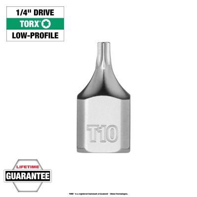 MLW45-34-1105 image(0) - Milwaukee Tool 1/4 Inch Drive T10 Low-Profile TORX Bit Socket