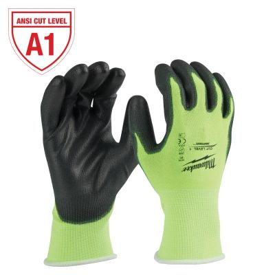 MLW48-73-8937 image(0) - Milwaukee Tool High Visibility Cut Level 1 Polyurethane Dipped Gloves - Large