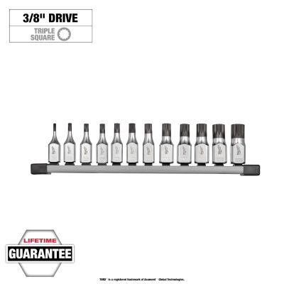 MLW48-22-9536 image(0) - Milwaukee Tool 3/8 Inch Drive Triple Square Bit Socket Set - 12 Piece