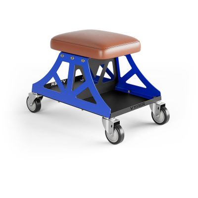 VYPLP-BR-BL image(0) - Vyper Industrial 400 lb Capacity Low Pro Shop Chair - Brown/Blue