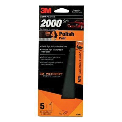 MMM3003 image(0) - 3M Wetordry 03003 Sandpaper, 3-2/3 in W x 9 in L, 2000 Grit, Silicon Carbide Abrasive, Gray, Wet/Dry