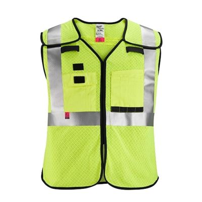 MLW48-73-5214 image(0) - Milwaukee Tool AR/FR Cat. 1 Class 2 Breakaway High Visibility Yellow Mesh Safety Vest - 4XL/5XL (ANSI/CSA)