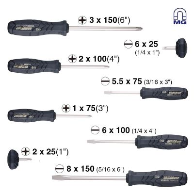 VES550A8PTU image(0) - Vessel Tools ARMOR GRIP Screwdriver 8PC. Set