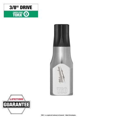 MLW45-34-1162 image(0) - Milwaukee Tool 3/8 Inch Drive T60 Tamper Proof TORX Bit Socket