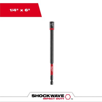 MLW49-66-4582 image(0) - Milwaukee Tool SHOCKWAVE Impact Duty 1/4 Inch x 6 Inch Magnetic Nut Driver