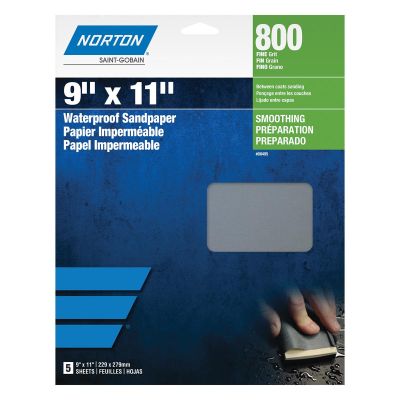 NOR00495 image(0) - Norton Black Ice 00495 T214 Series Sanding Sheet, 9 in W x 11 in L, P800 Grit, Ultra Fine Grade