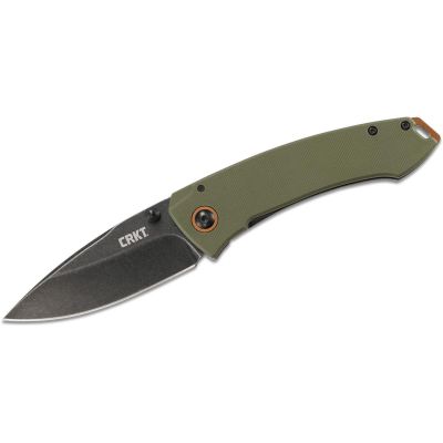 CRK2520 image(0) - CRKT (Columbia River Knife) Tuna 8Cr14MoV Stonewash Plain Blade Folding Knife with Frame Lock G10 Handle - Green