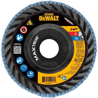 DWTDWA8351TR image(0) - DEWALT Type 27 Flap Disc Zirconia Alumina 4 1/2 In Disc Diameter 40 Abrasive Grit