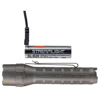 STL88613 image(0) - Streamlight 600 Lumen PolyTac X USB Flashlight - Includes SL-B26 battery pack - Box - Black