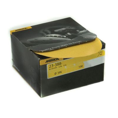 MRK23388080 image(0) - Mirka Abrasives Bulldog Gold 23388080 23 Series Semi-Open Coated Autobox Sanding Disc, 5 in, P80 Grit, Aluminum Oxide