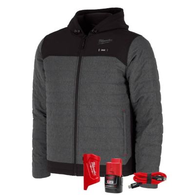 MLWM102G-212X image(0) - Milwaukee Tool M12 Heated Axis Hooded Jacket Kit with Hexon Heat Technology, 2X - Grey/Black