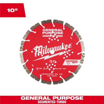 MLW49-93-9010 image(0) - Milwaukee Tool 10 inch DIAMOND MAX Segmented Turbo General PurposeDiamond Blade