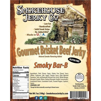 THS409456 image(0) - Tender Heifer Snack Co. Smoky BBQ Gourmet Beef Brisket Jerky - 7 Ounce