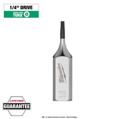 MLW45-34-1150 image(0) - Milwaukee Tool 1/4 Inch Drive T8 Tamper Proof TORX Bit Socket