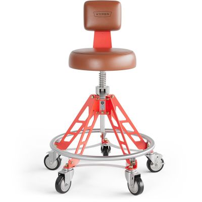VYPESM-BR-R-QH image(0) - Vyper Industrial 400 lb Capacity Elevated Steel Max Quick Height Shop Chair - Brown/Red