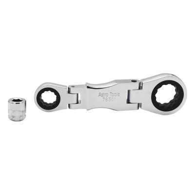 AST78301 image(0) - Astro Pneumatic Stubby Ratcheting Flex Head Double Box End Wrench for Nano Sockets