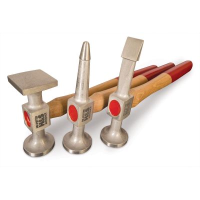 HSA7803 image(0) - H&S AutoShot UNI-7803 Hammer Set Aluminum 3 Pieces with Hickory Handles and Storage Tray