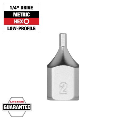 MLW45-34-1128 image(0) - Milwaukee Tool 1/4 Inch Drive 2mm Low-Profile Hex Bit Socket