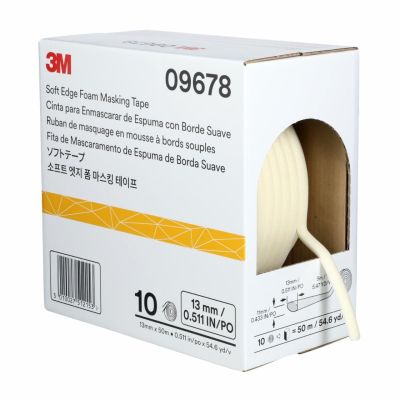 MMM9678 image(0) - 3M Soft Edge Foam Masking Tape, 09678, 1/2 in x 165 ft (13 mm x 50 m), 1 roll per box