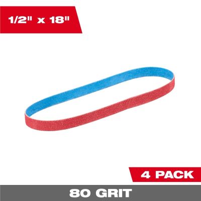 MLW48-80-9080 image(0) - Milwaukee Tool 1/2 Inch x 18 Inch 80 Grit Bandfile Belts &hyphen; 4 pack