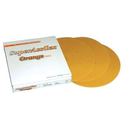EAG1931540 image(0) - Eagle Abrasives, Inc. KOVAX Super Assilex 193-1540 Sanding Disc, 6 in Dia, 1200 Grit, Orange, Dry, Hook and Loop Attachment, 7 Holes