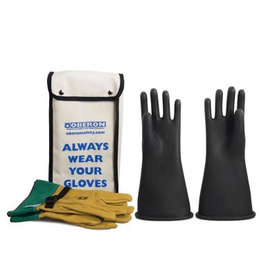 OBRGLVKT-BRC2-1408 image(0) - Oberon Glove Kit - Rubber Electrical - Class 2 - Length: 14" -  Rolled Cuff - Size: Regular - 8