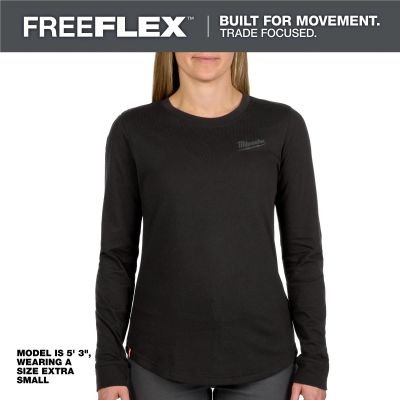 MLWF552B-M image(0) - Milwaukee Tool Womens FREEFLEX Hybrid Tee - Long Sleeve Black M