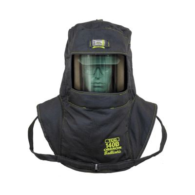 OBRTCG140B-CHVSL image(0) - OBERON Hood with Hard Cap - Arc Flash - 140 Cal TCG - With Fresh Air Arc Flash Hood Ventilation System & Light - Color: Black - Window: True Color Grey (TCG)