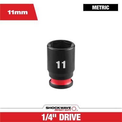 MLW49-66-6031 image(0) - Milwaukee Tool SHOCKWAVE&trade; Impact Duty 1/4" Drive 11MM Standard 6 Point Socket