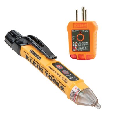 KLENCVT5KIT image(0) - Klein Tools Dual Range NCVT and GFCI Receptacle Tester Electrical Test Kit