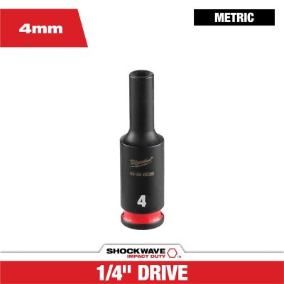 MLW49-66-6036 image(0) - Milwaukee Tool SHOCKWAVE&trade; Impact Duty 1/4" Drive 4MM Deep 6 Point Socket